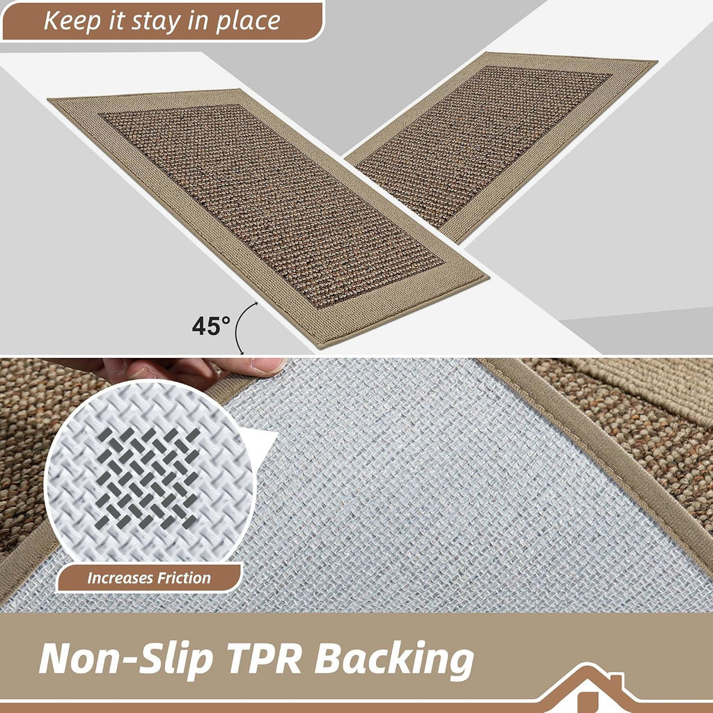 32"x48" Taupe Non-Slip Washable Kitchen Rug