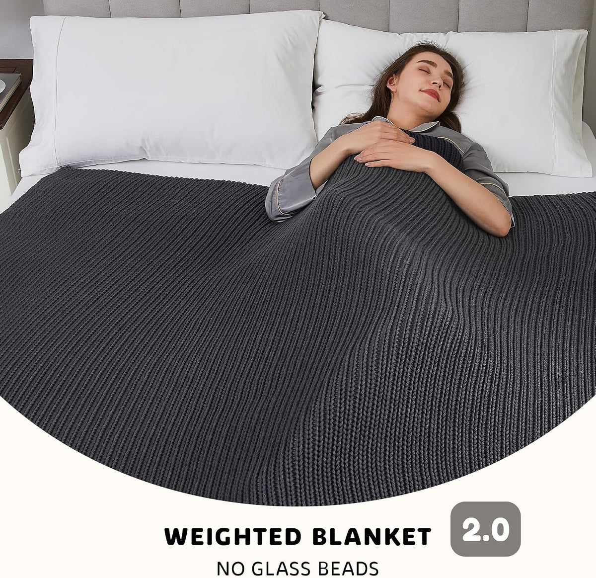 60"x80" 15lbs Dark Grey Chunky Knit Weighted Blanket