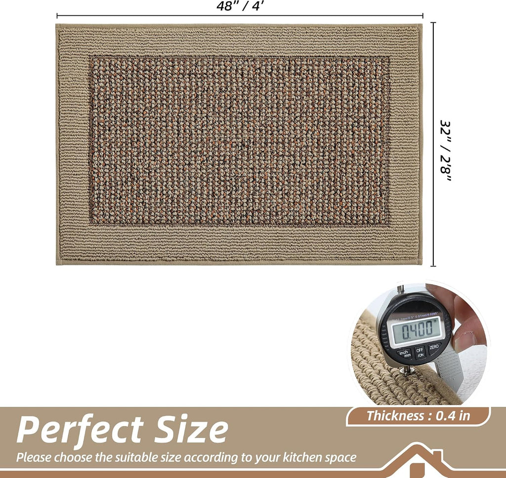 32"x48" Taupe Non-Slip Washable Kitchen Rug