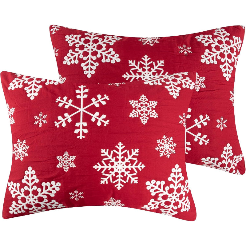20"x26" Red Snowflake Jacquard Pillow Sham