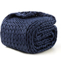 48"x72" 12lbs Blue Chunky Knit Weighted Blanket