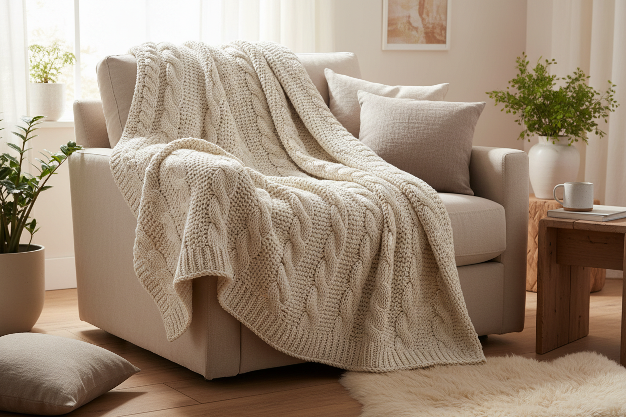 Cable Knit Weighted Throw