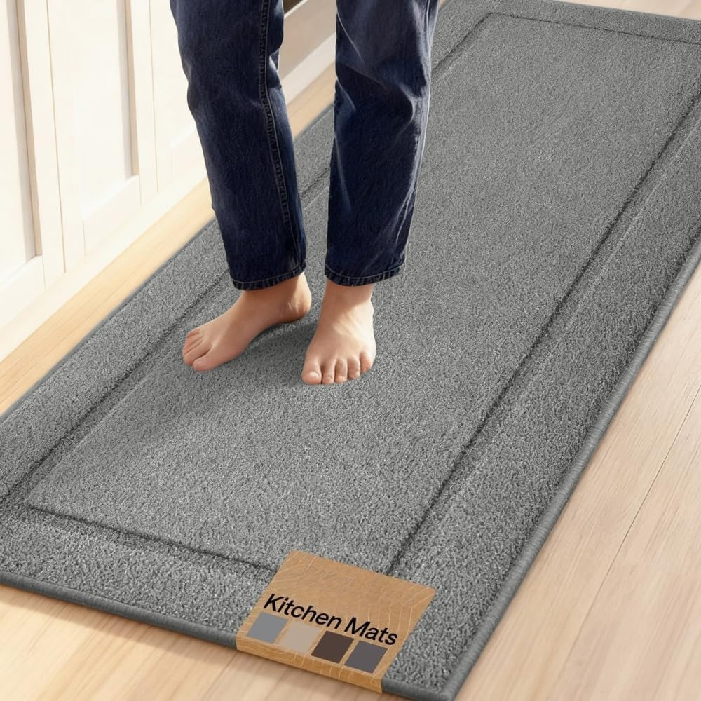 30"x20"+24"x20" Gray Kitchen Rug Set