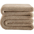 48"x72" 15lbs Beige Chunky Knit Weighted Blanket