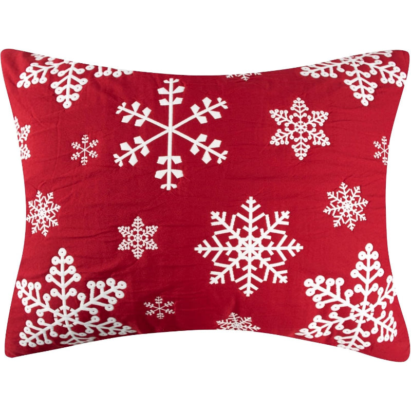 20"x26" Red Snowflake Jacquard Pillow Sham